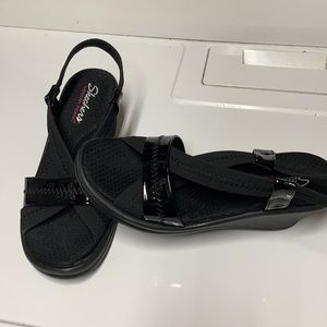 Ladies black wedges